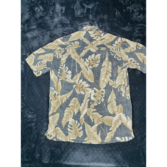 Panama Jack Hawaiian Button Up Shirt Mens M Gray Floral Short Sleeve - Picture 2 of 6